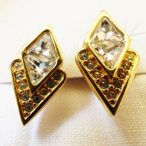 S.A.L. Swarovski Crystal Clear earrings gold tone